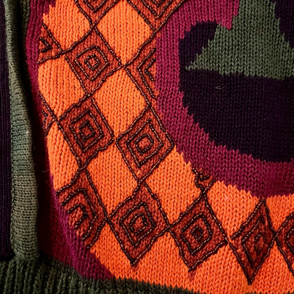 Vintage 90s I.B. Diffusion Colorful Geometric Grandma Core Cardigan Sweater L - Picture 12 of 12